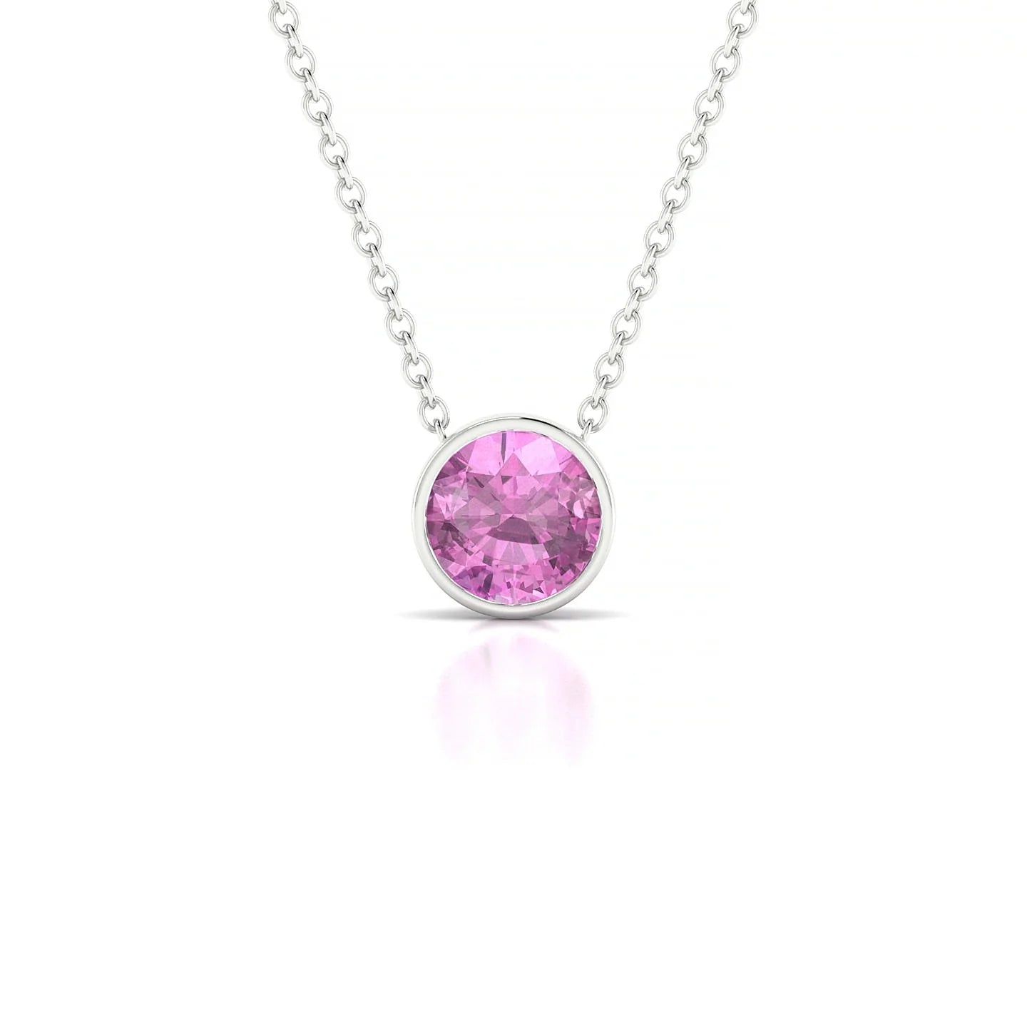 Glow | 18k White Gold 6 mm Round Pink Sapphire Pendant