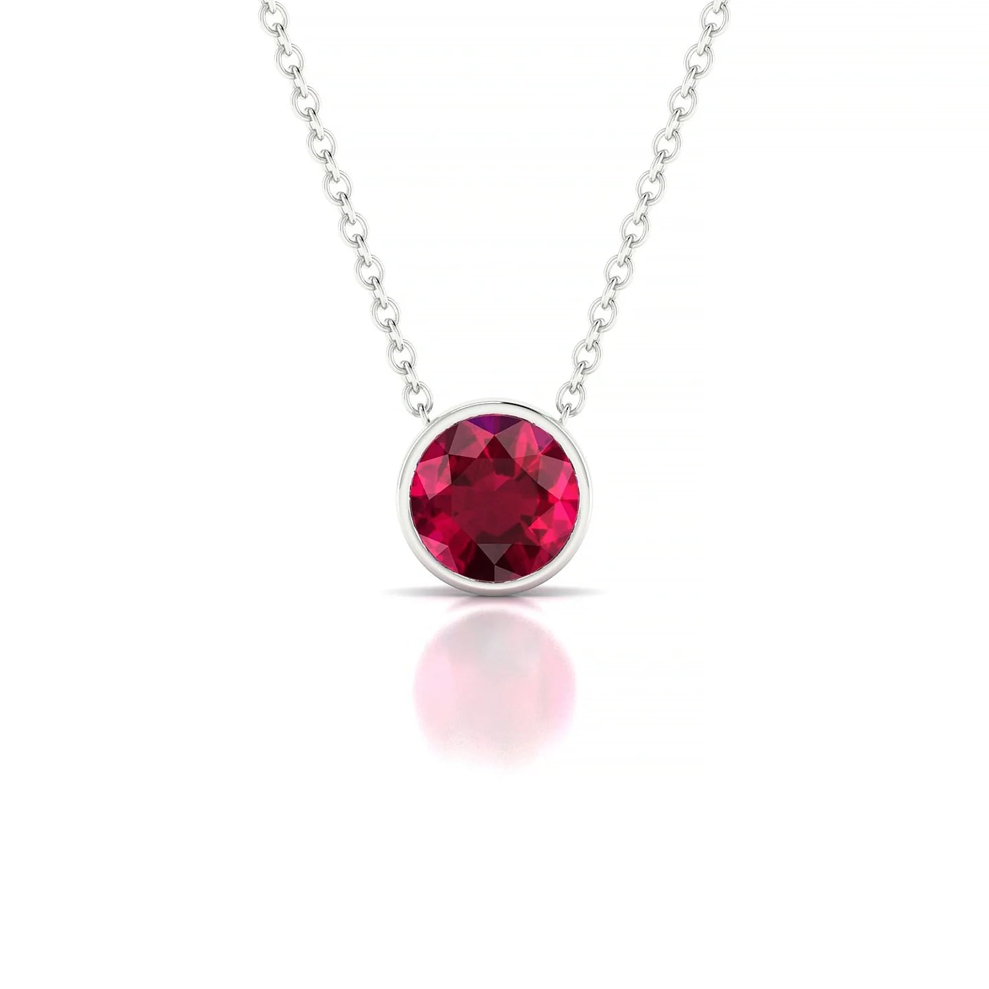 Glow | 18k White Gold 6 mm Round Ruby Pendant
