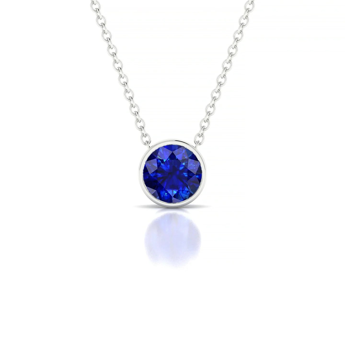 Glow | 18k White Gold 6 mm Round Sapphire Pendant