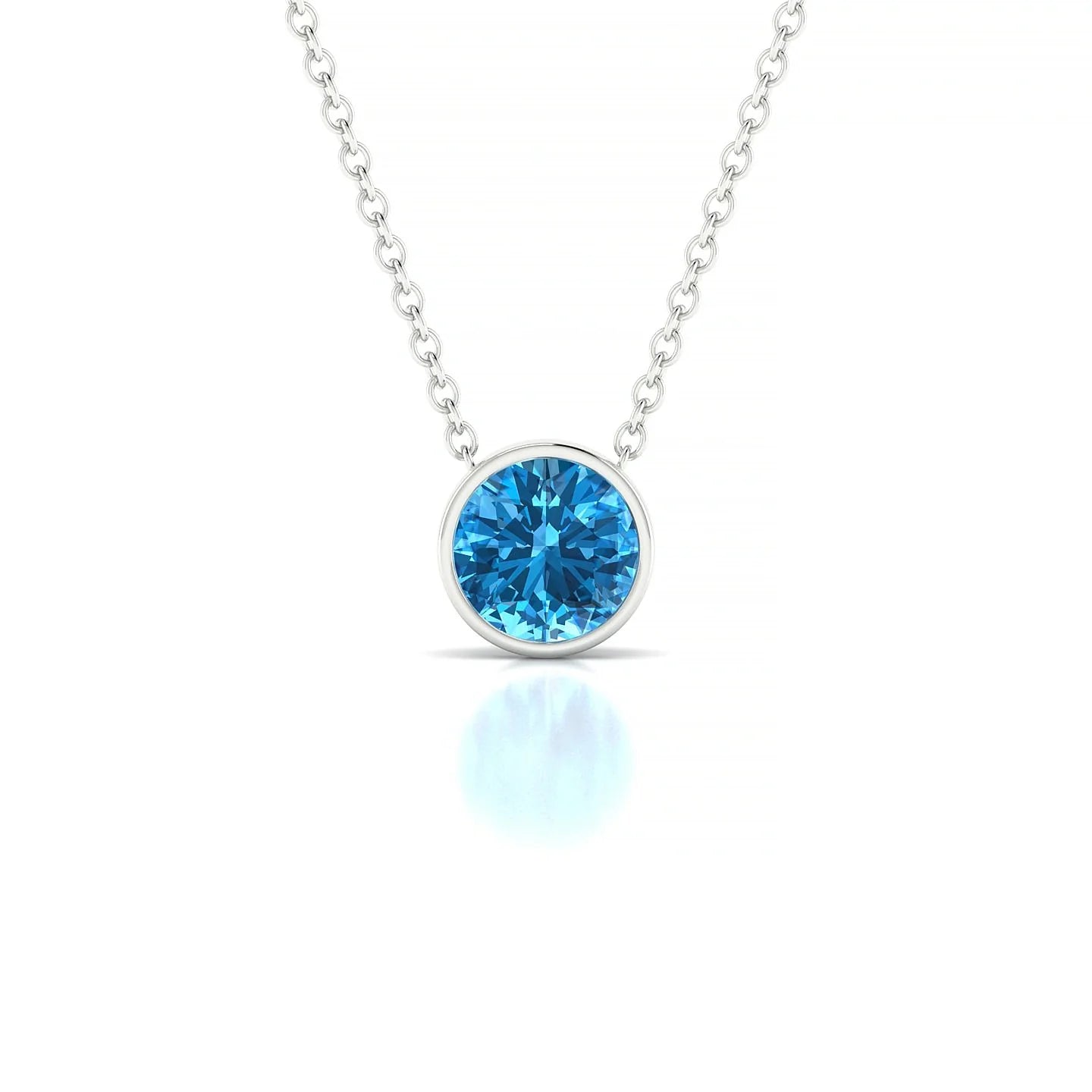 Glow | 18k White Gold 6 mm Round Topaz Pendant
