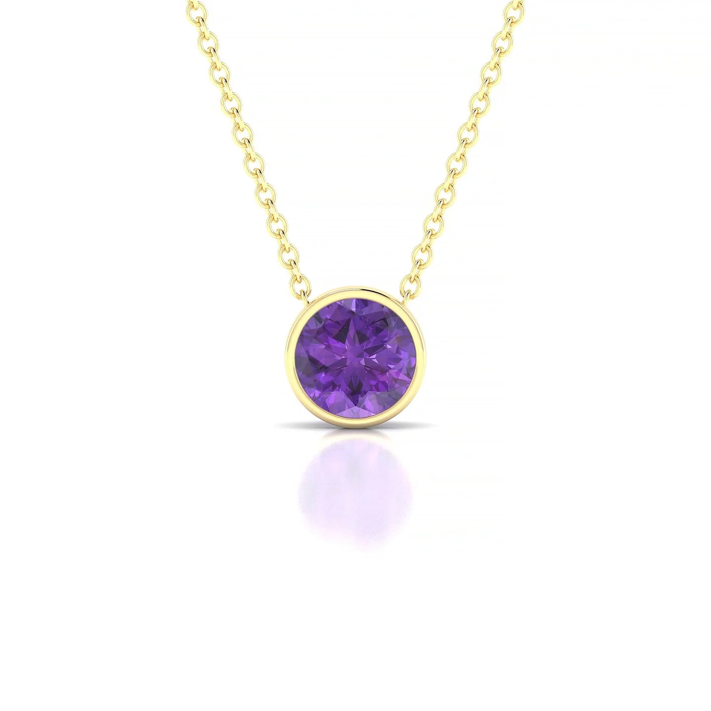 Glow | 18k Yellow Gold 6 mm Round Amethyst Pendant
