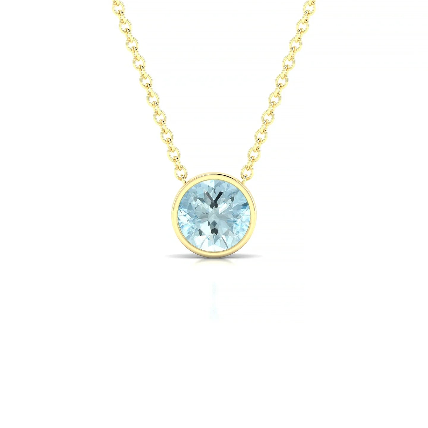 Glow | 18k Yellow Gold 6 mm Round Aquamarine Pendant