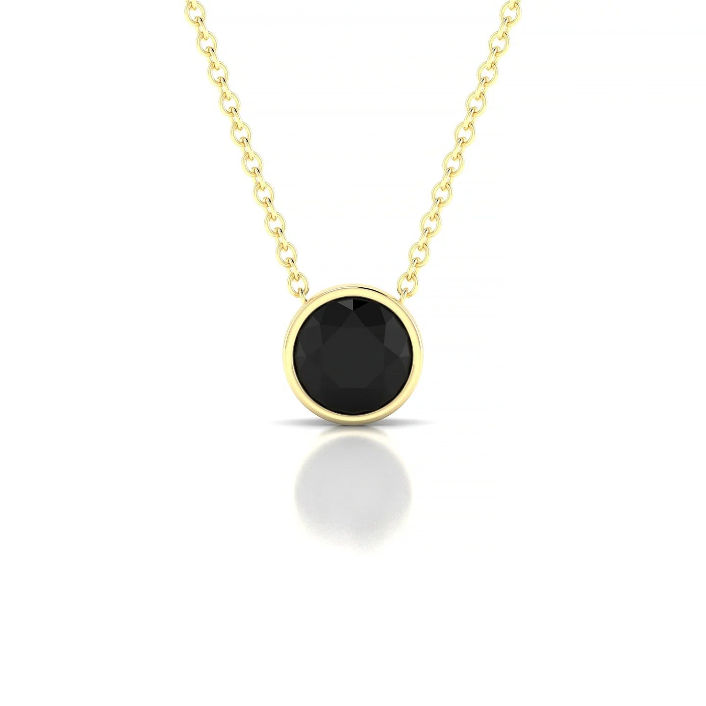 Glow | 18k Yellow Gold 6 mm Round Black Diamond Pendant