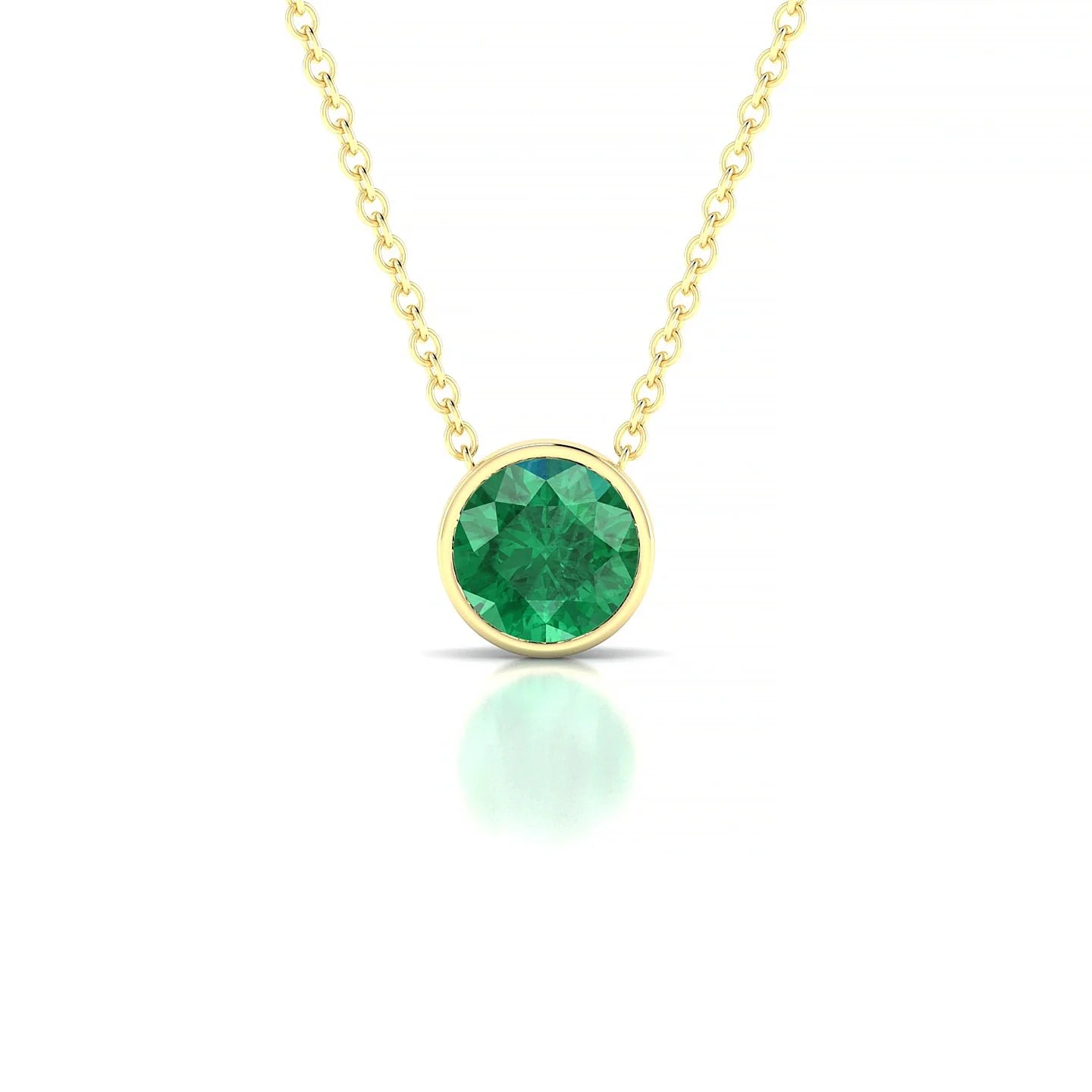 Glow | 18k Yellow Gold 6 mm Round Emerald Pendant
