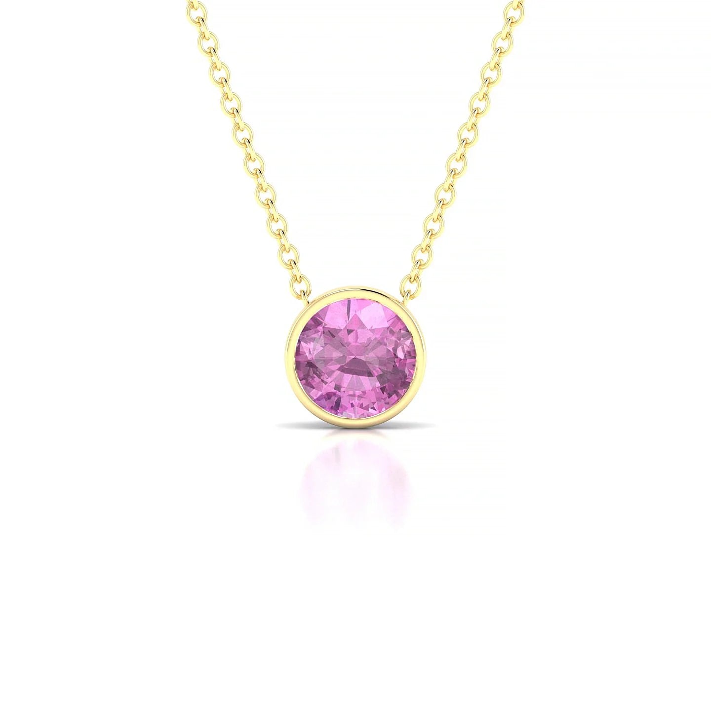Glow | 18k Yellow Gold 6 mm Round Pink Sapphire Pendant