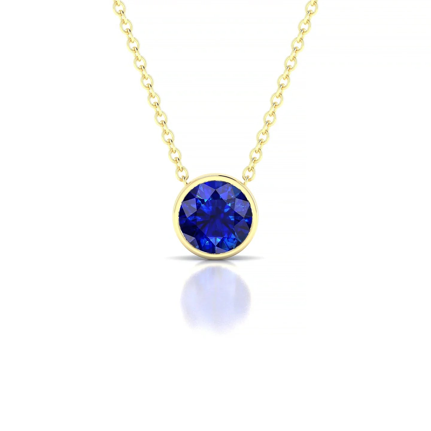 Glow | 18k Yellow Gold 6 mm Round Sapphire Pendant