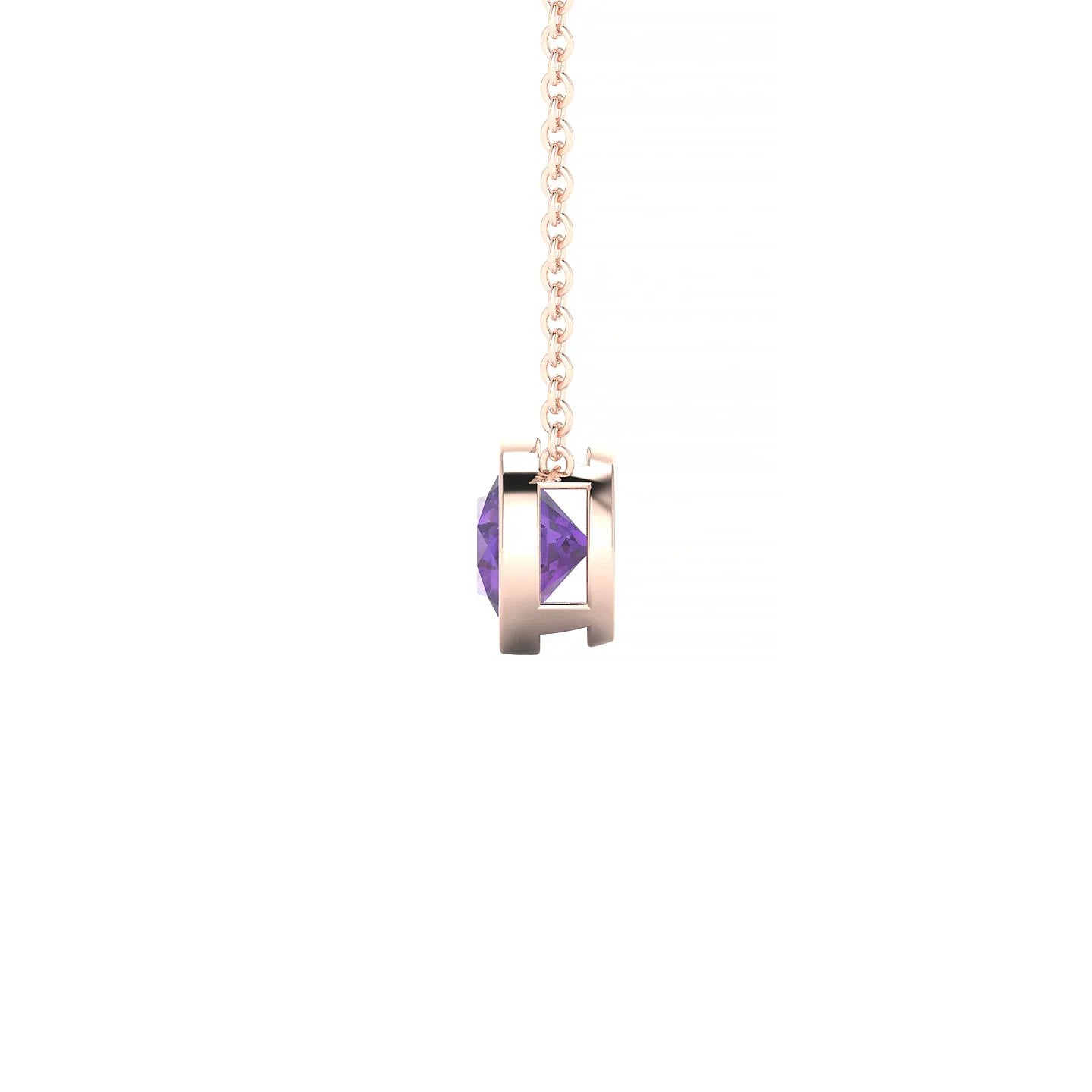 Glow | 18k Rose Gold 6 mm Round Amethyst Pendant