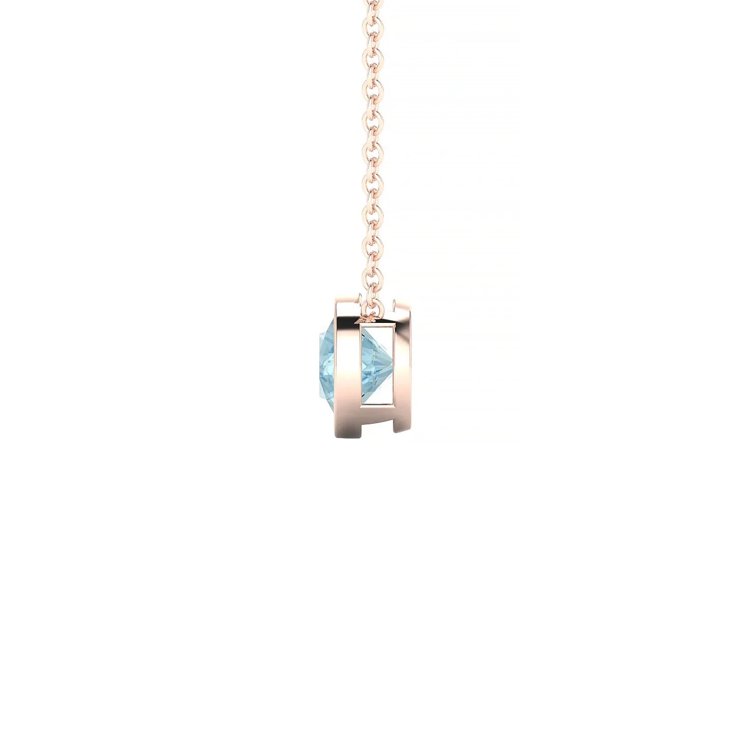 Glow | 18k Rose Gold 6 mm Round Aquamarine Pendant