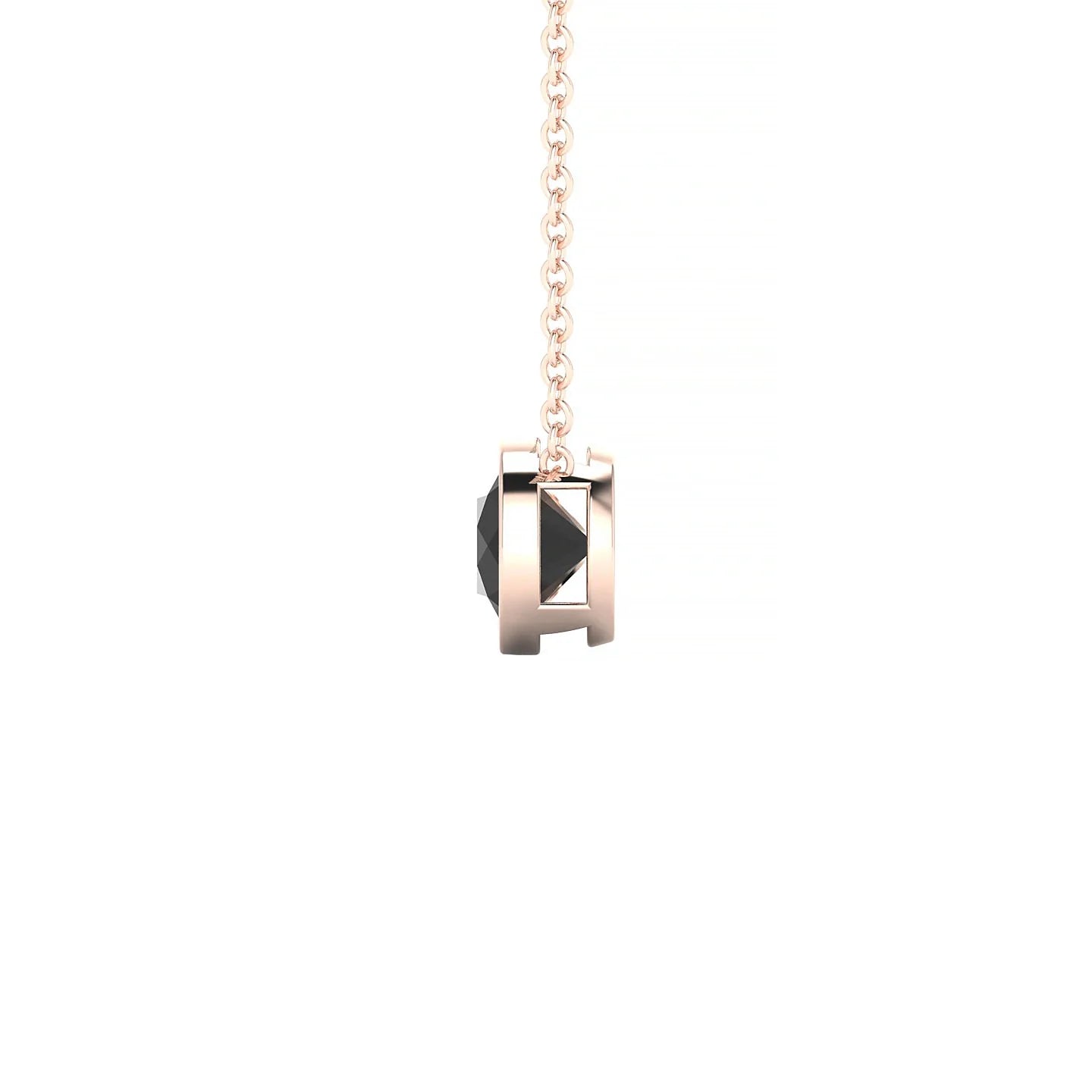 Glow | 18k Rose Gold 6 mm Round Black Diamond Pendant