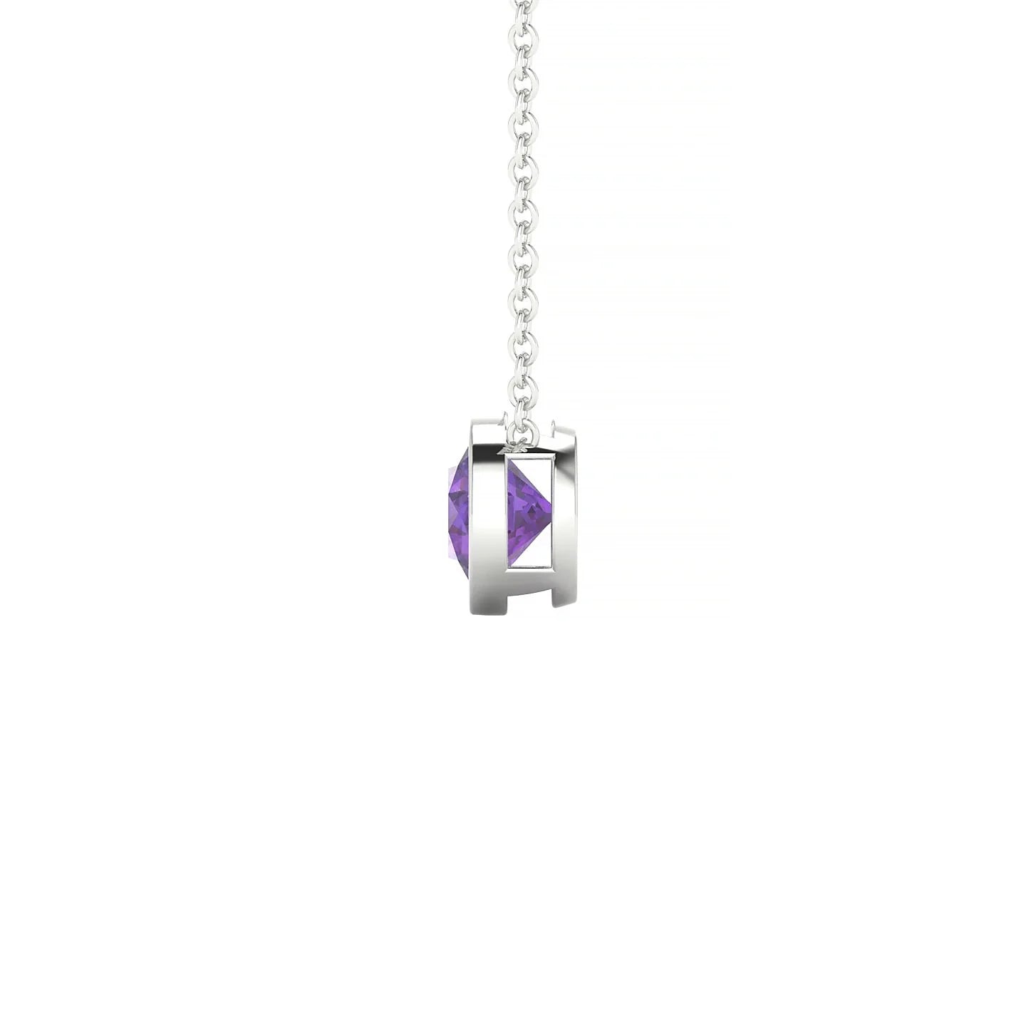 Glow | 18k White Gold 6 mm Round Amethyst Pendant