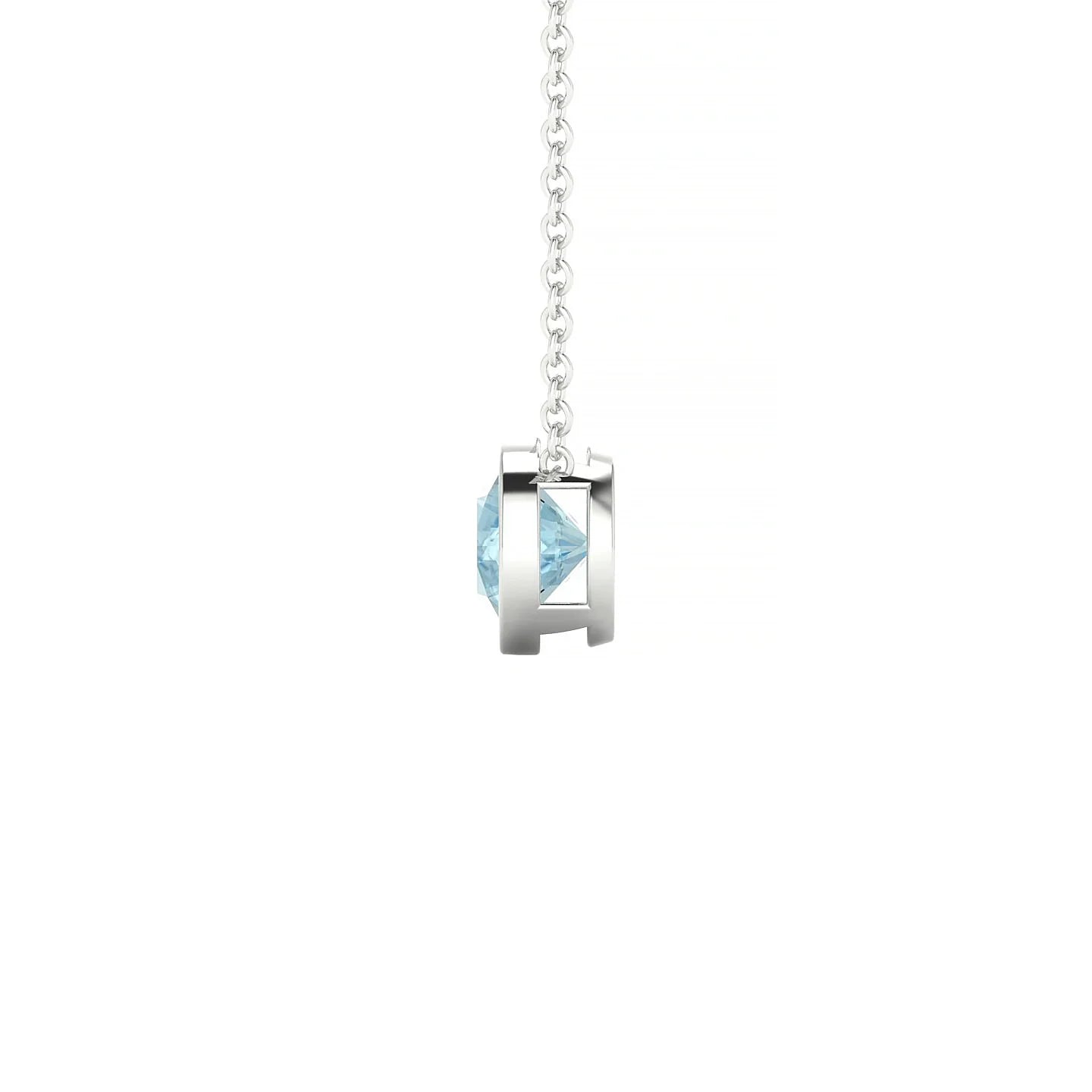 Glow | 18k White Gold 6 mm Round Aquamarine Pendant