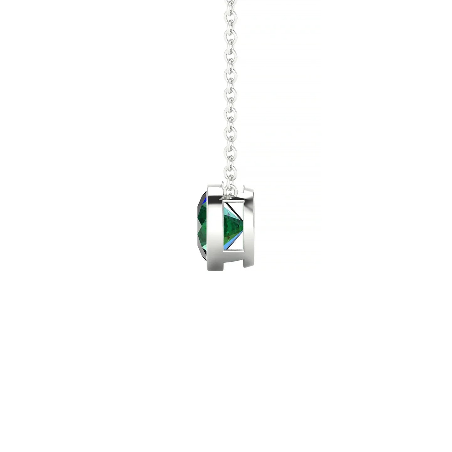 Glow | 18k White Gold 6 mm Round Emerald Pendant