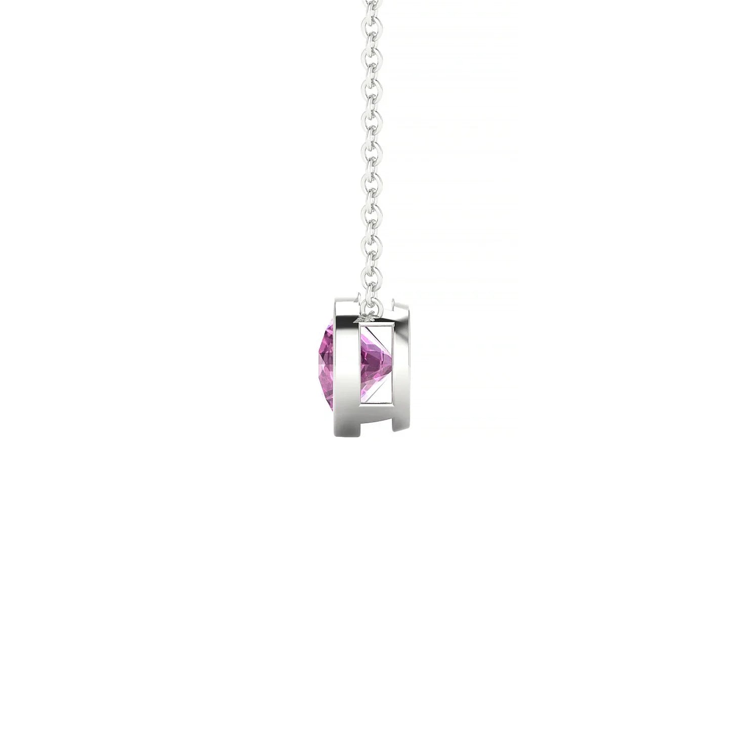 Glow | 18k White Gold 6 mm Round Pink Sapphire Pendant