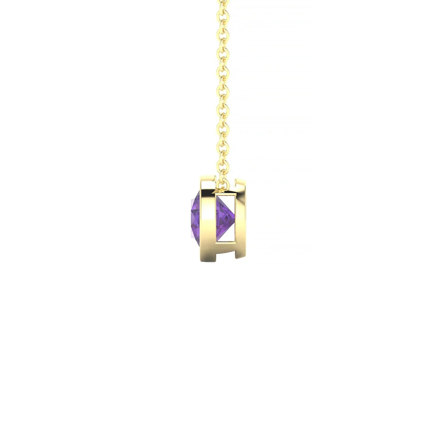 Glow | 18k Yellow Gold 6 mm Round Amethyst Pendant