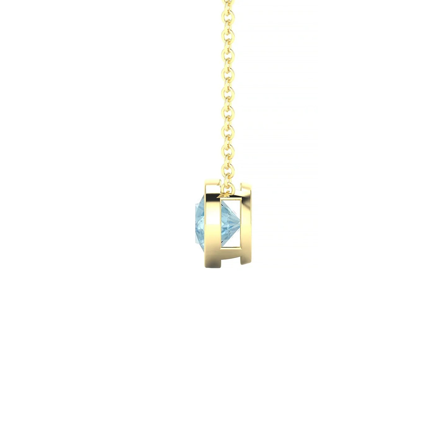 Glow | 18k Yellow Gold 6 mm Round Aquamarine Pendant
