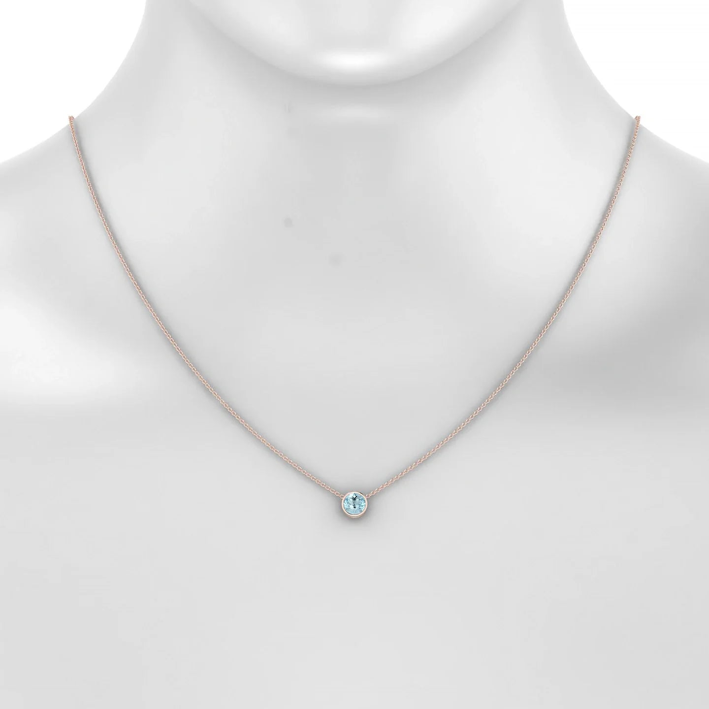Glow | 18k Rose Gold 6 mm Round Aquamarine Pendant