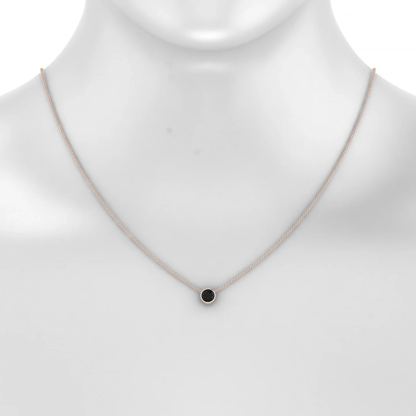 Glow | 18k Rose Gold 6 mm Round Black Diamond Pendant