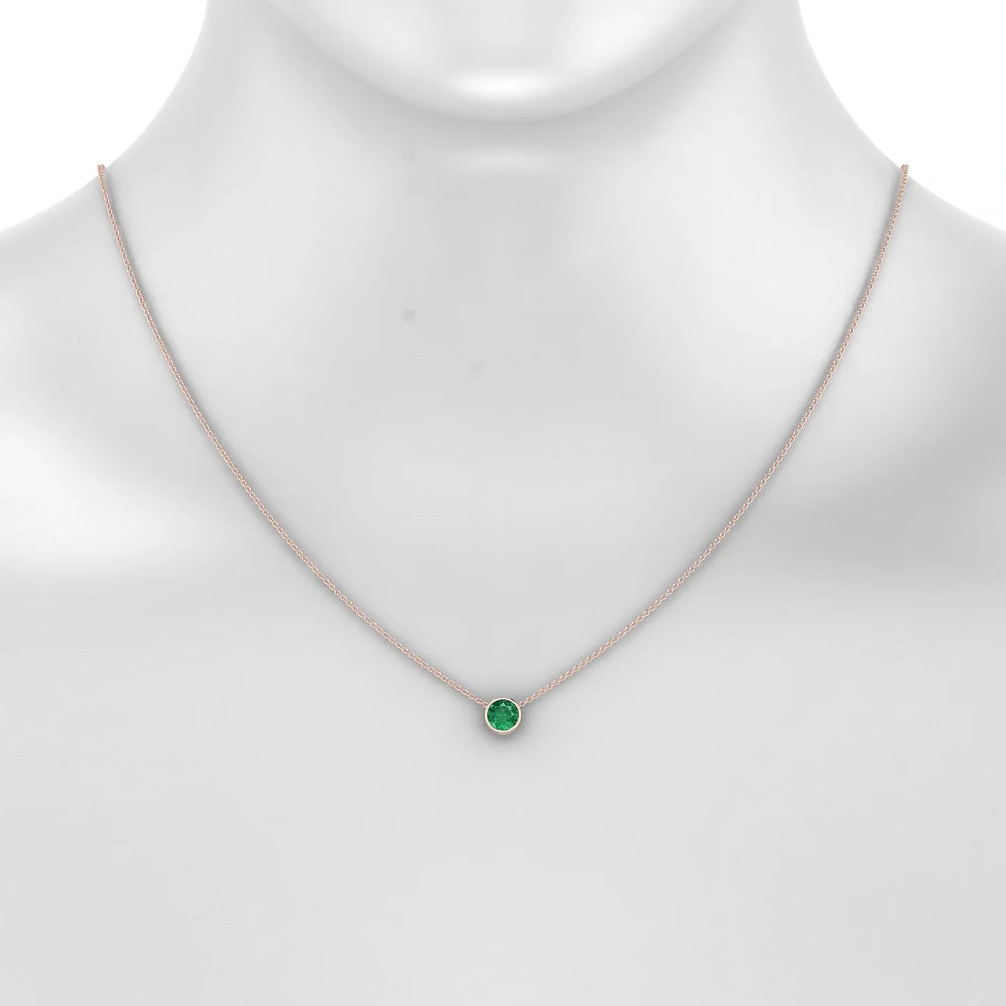 Glow | 18k Rose Gold 6 mm Round Emerald Pendant