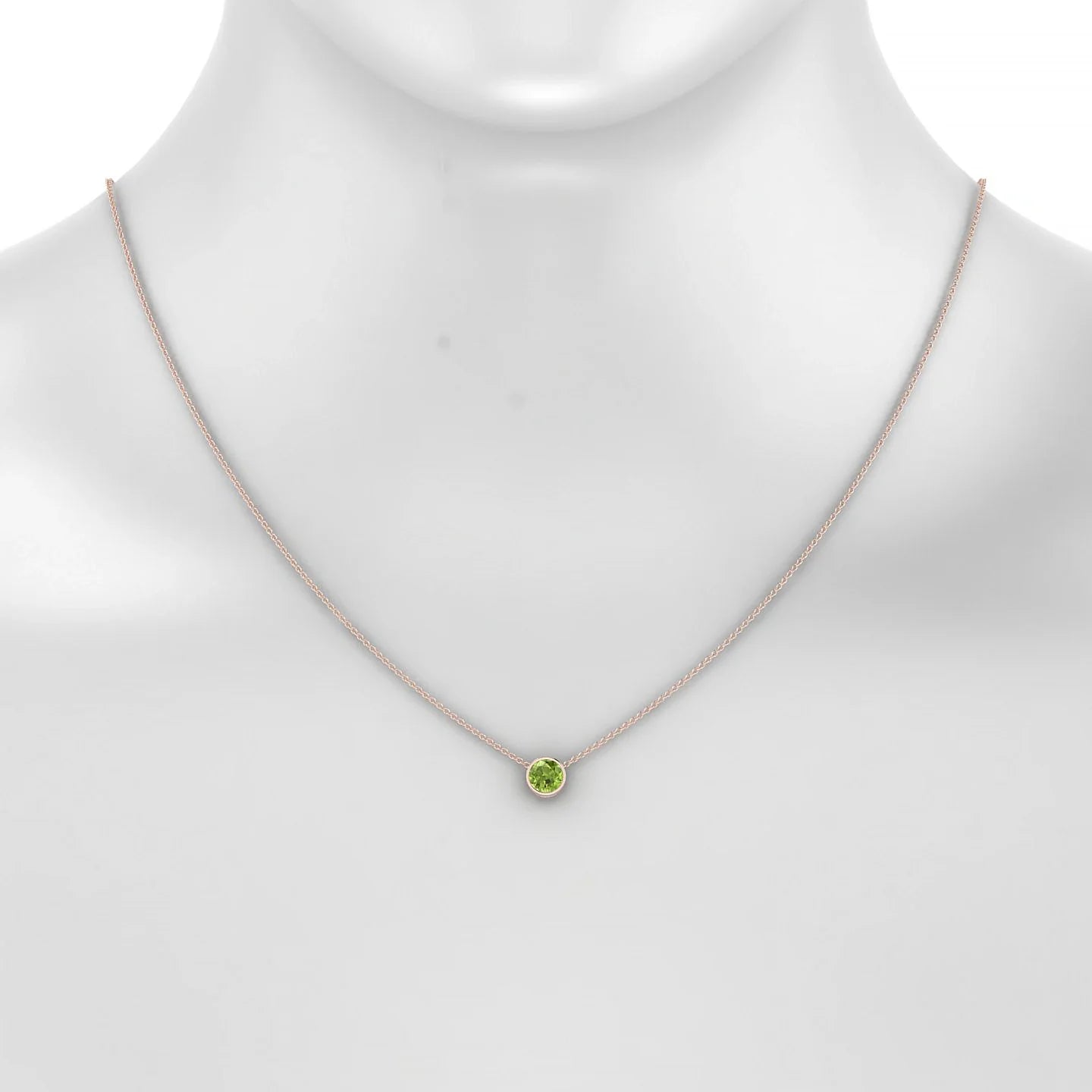 Glow | 18k Rose Gold 6 mm Round Peridot Pendant