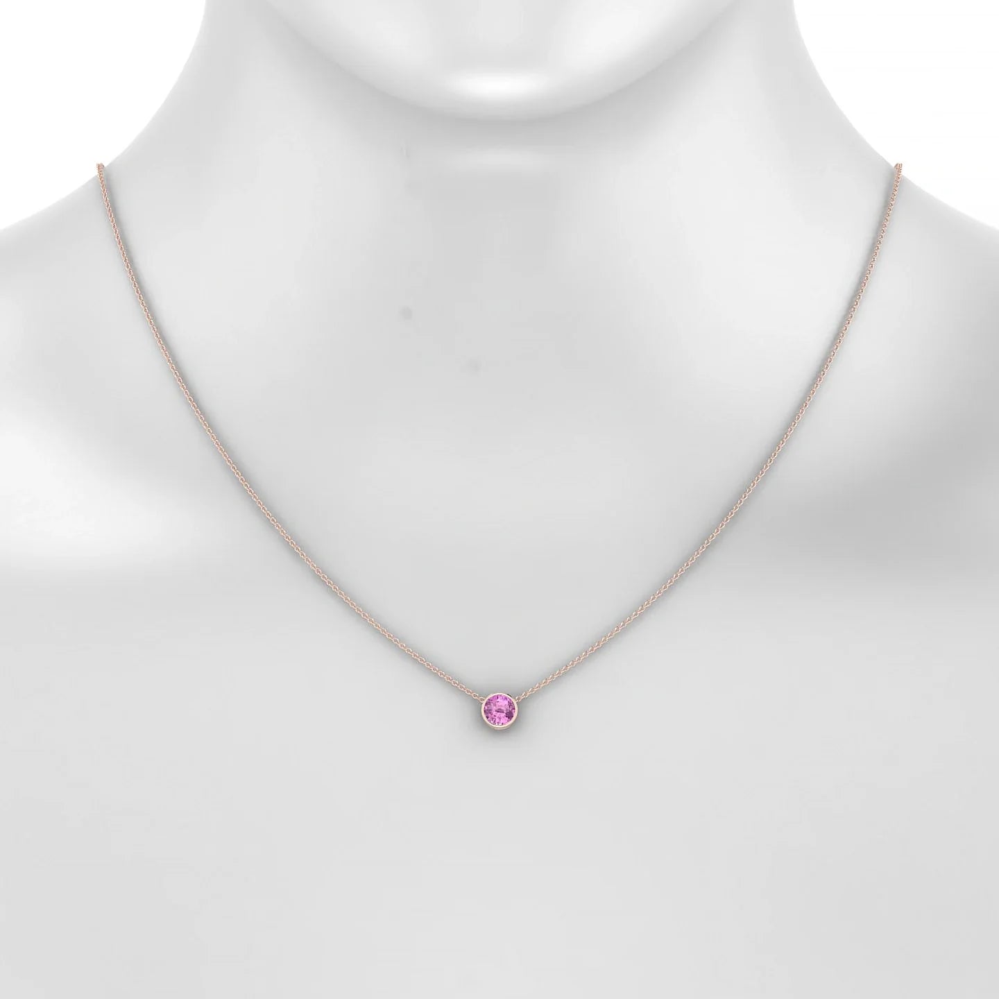 Glow | 18k Rose Gold 6 mm Round Pink Sapphire Pendant