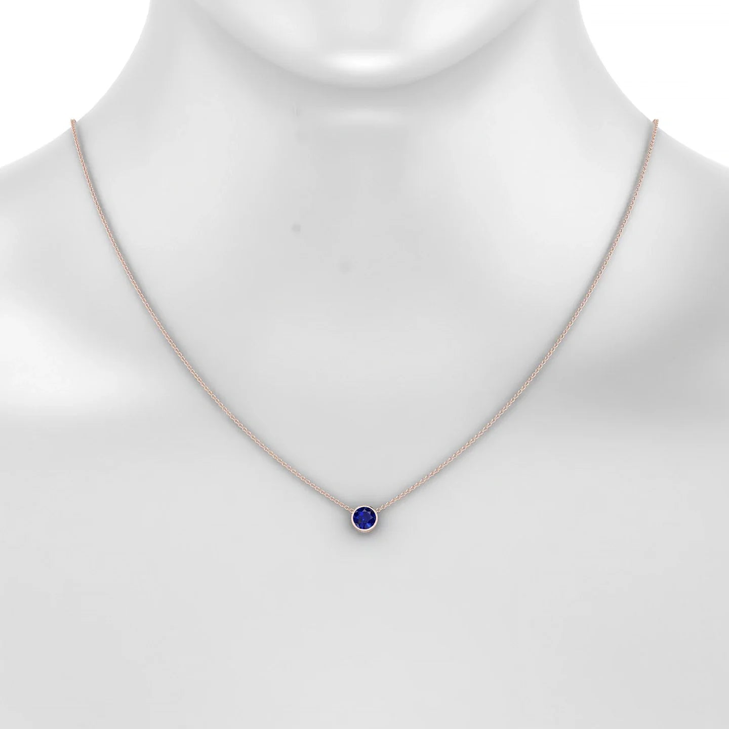 Glow | 18k Rose Gold 6 mm Round Sapphire Pendant
