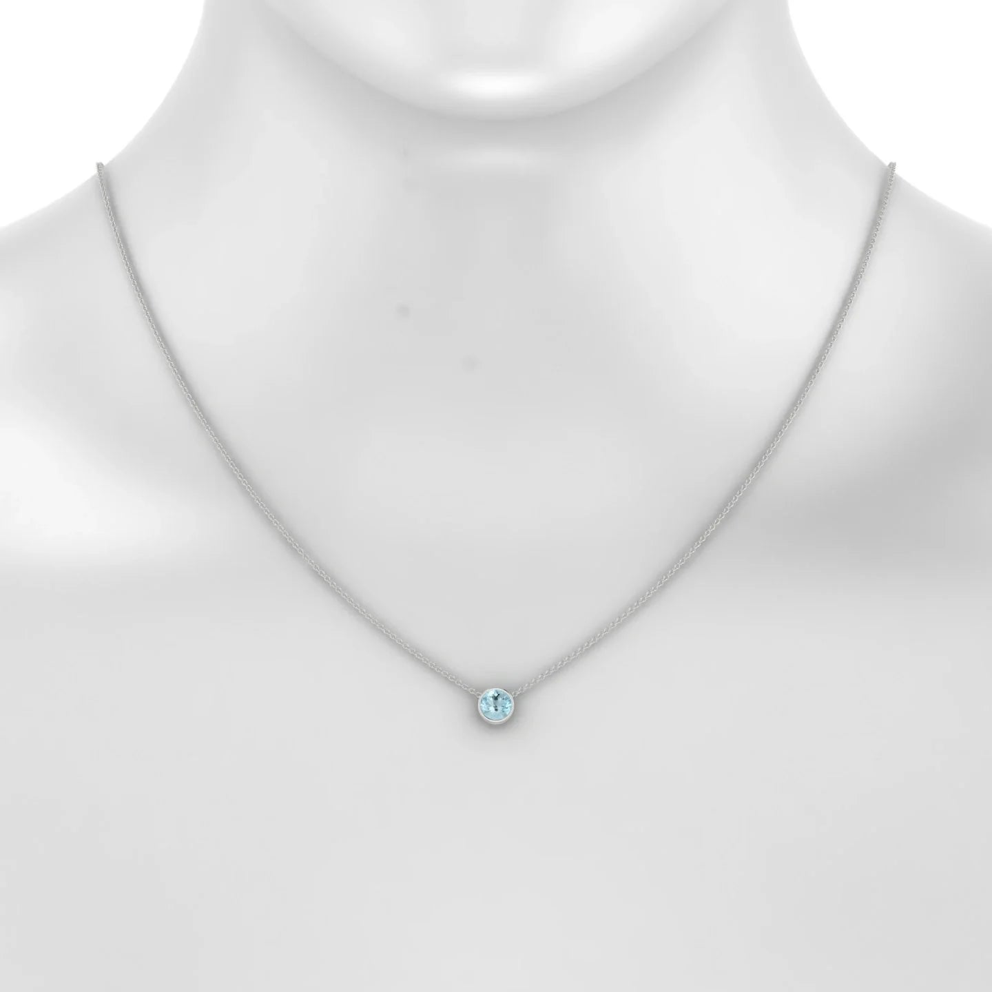 Glow | 18k White Gold 6 mm Round Aquamarine Pendant