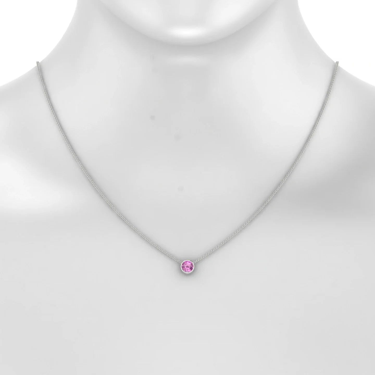 Glow | 18k White Gold 6 mm Round Pink Sapphire Pendant