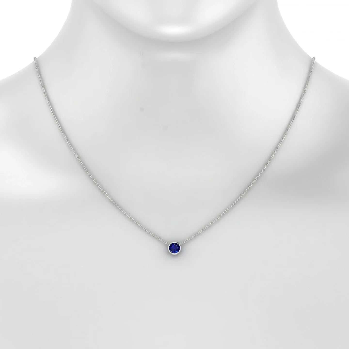 Glow | 18k White Gold 6 mm Round Sapphire Pendant