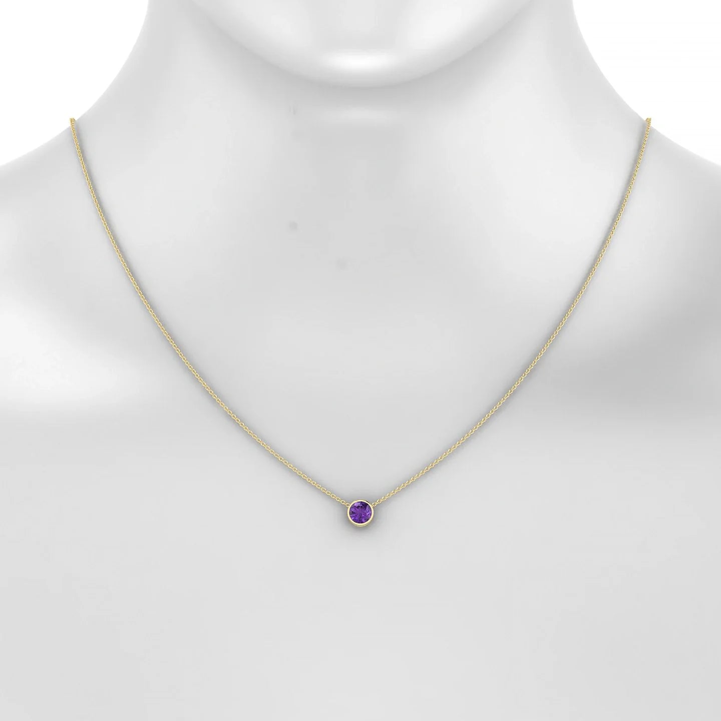 Glow | 18k Yellow Gold 6 mm Round Amethyst Pendant