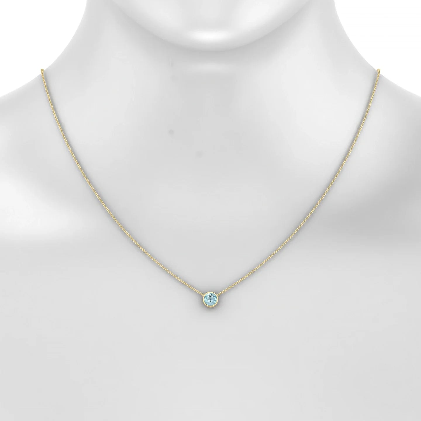Glow | 18k Yellow Gold 6 mm Round Aquamarine Pendant