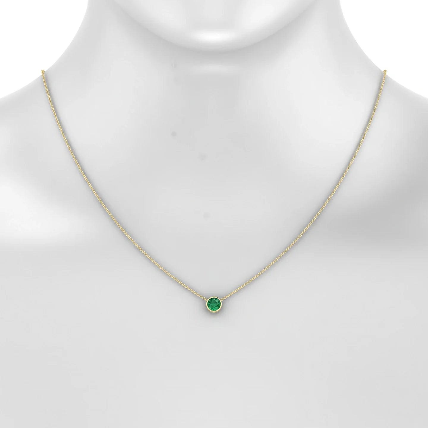 Glow | 18k Yellow Gold 6 mm Round Emerald Pendant