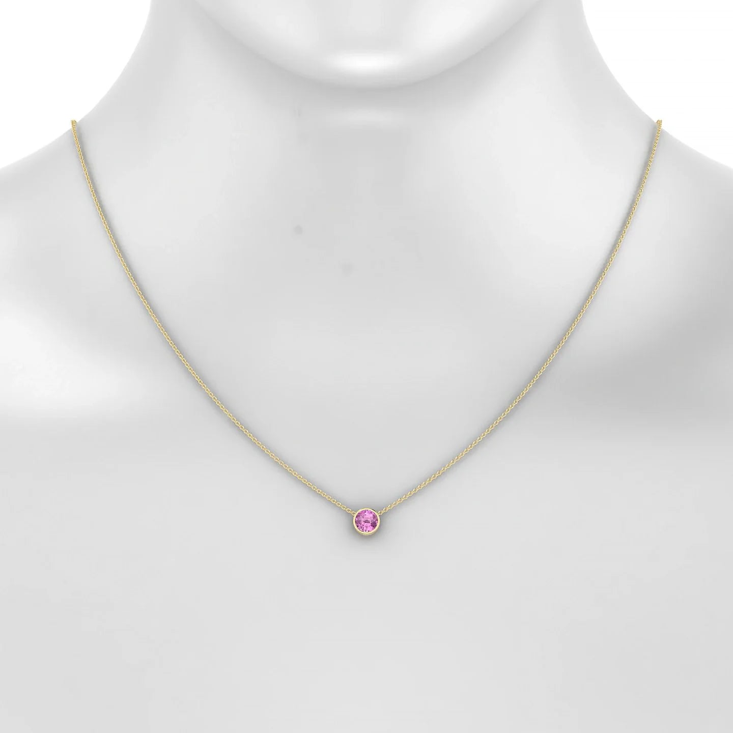 Glow | 18k Yellow Gold 6 mm Round Pink Sapphire Pendant