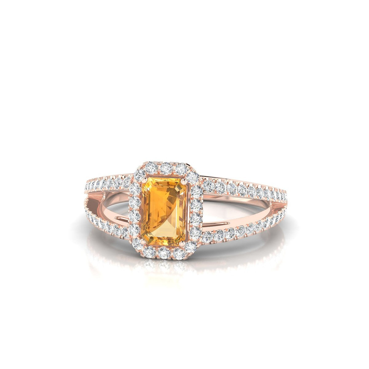 Grace | 18k Rose Gold 6 x 4 mm Emerald Citrine Ring