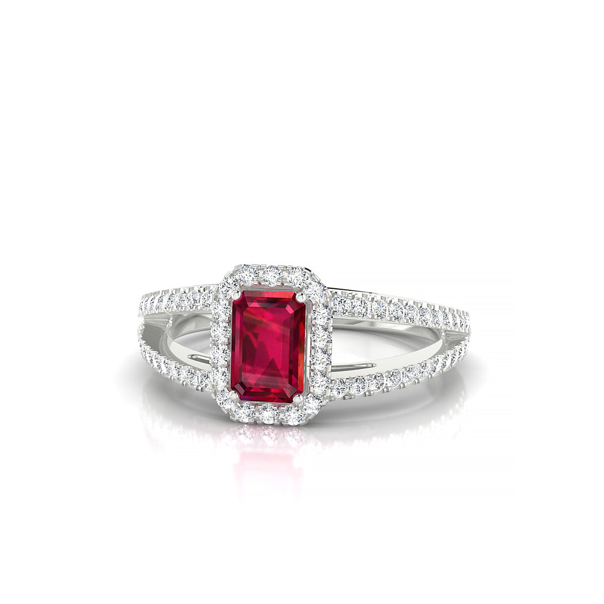 Grace | 18k White Gold 6 x 4 mm Emerald Ruby Ring