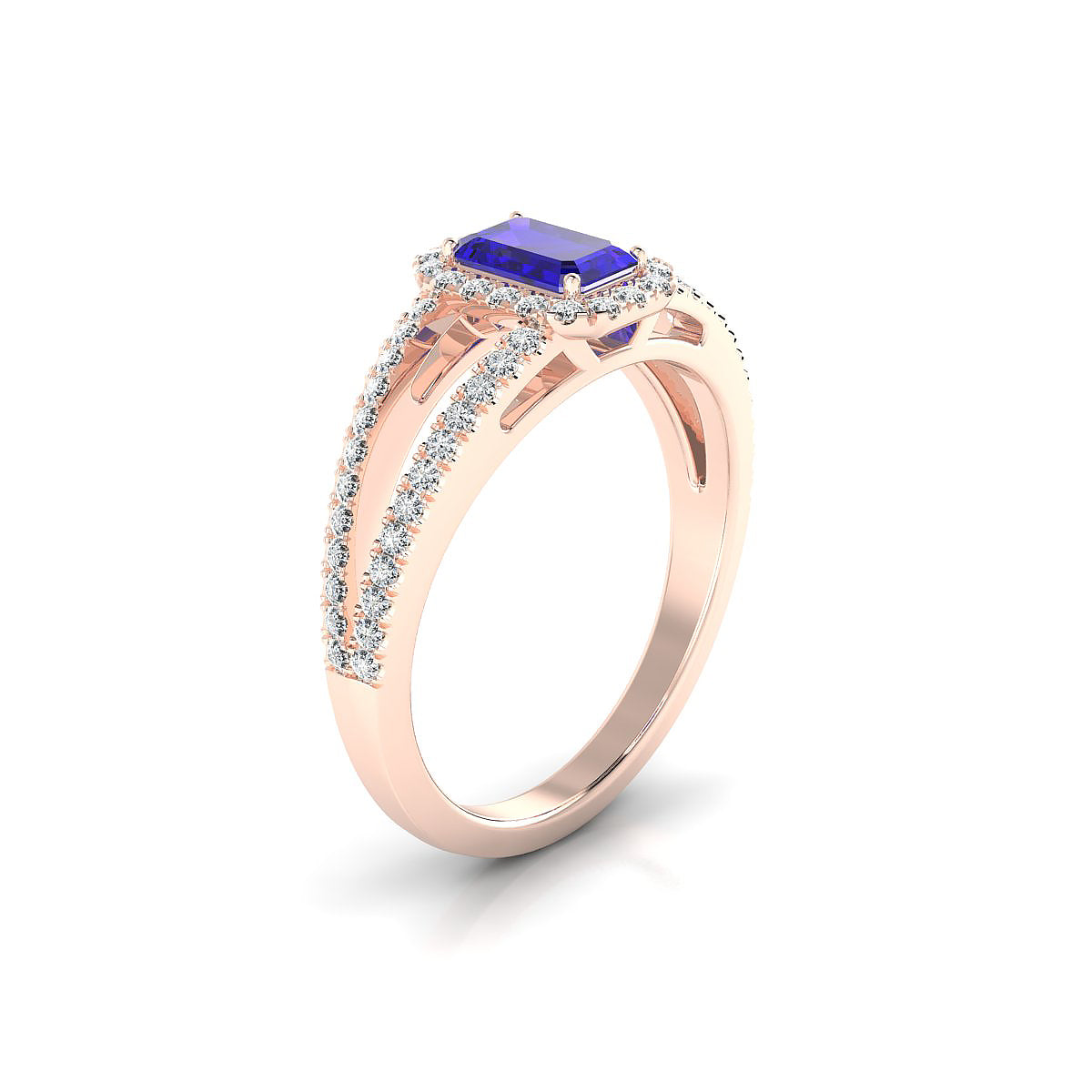 Grace | 18k Rose Gold 6 x 4 mm Emerald Tanzanite Ring