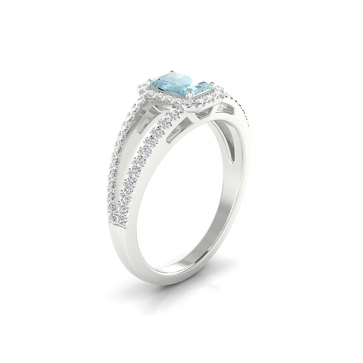 Grace | 18k White Gold 6 x 4 mm Emerald Aquamarine Ring