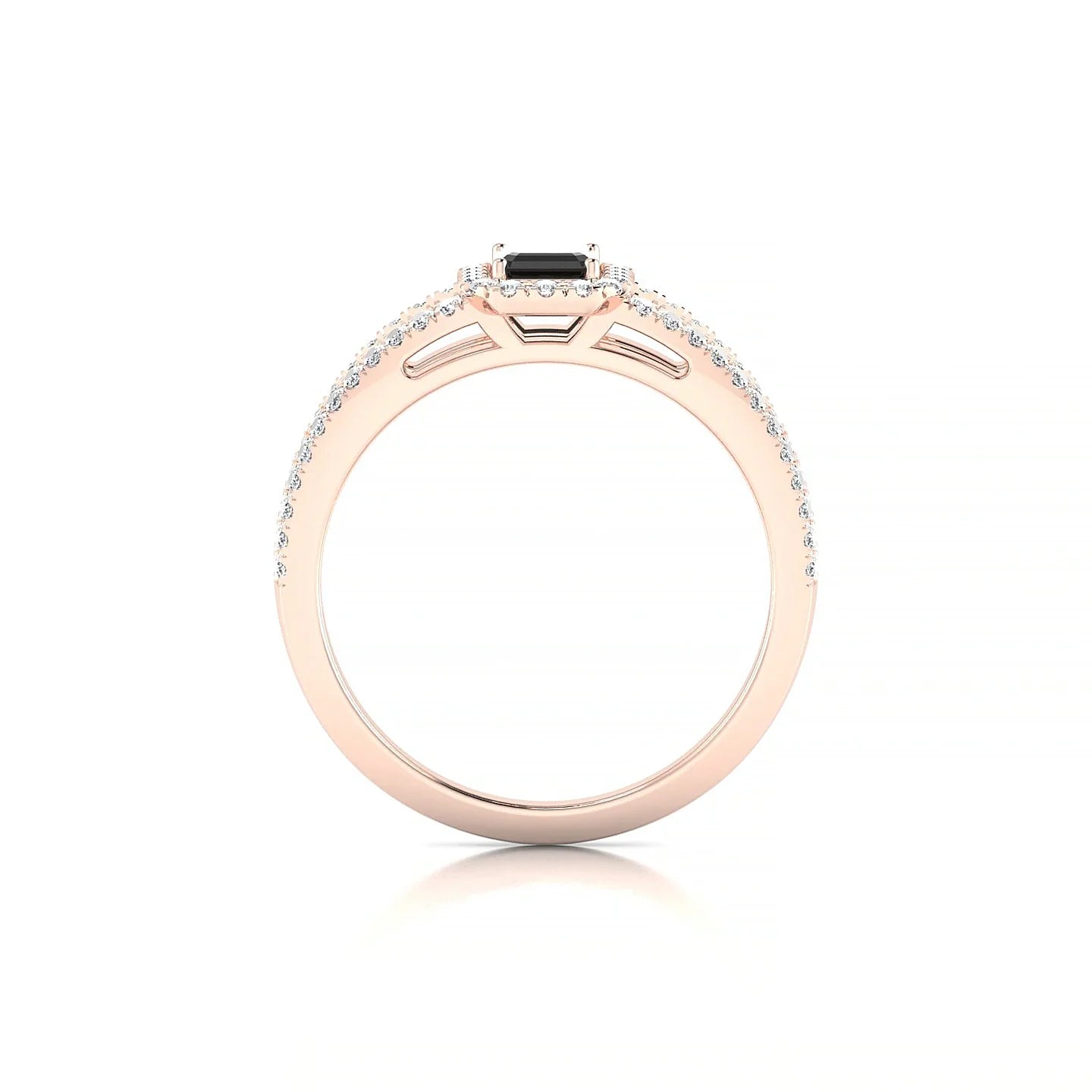 Grace | 18k Rose Gold 6 x 4 mm Emerald Black Diamond Ring