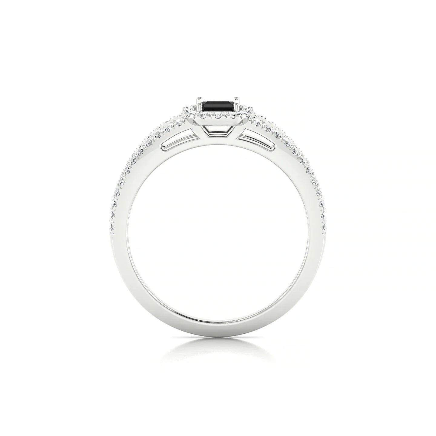 Grace | 18k White Gold 6 x 4 mm Emerald Black Diamond Ring