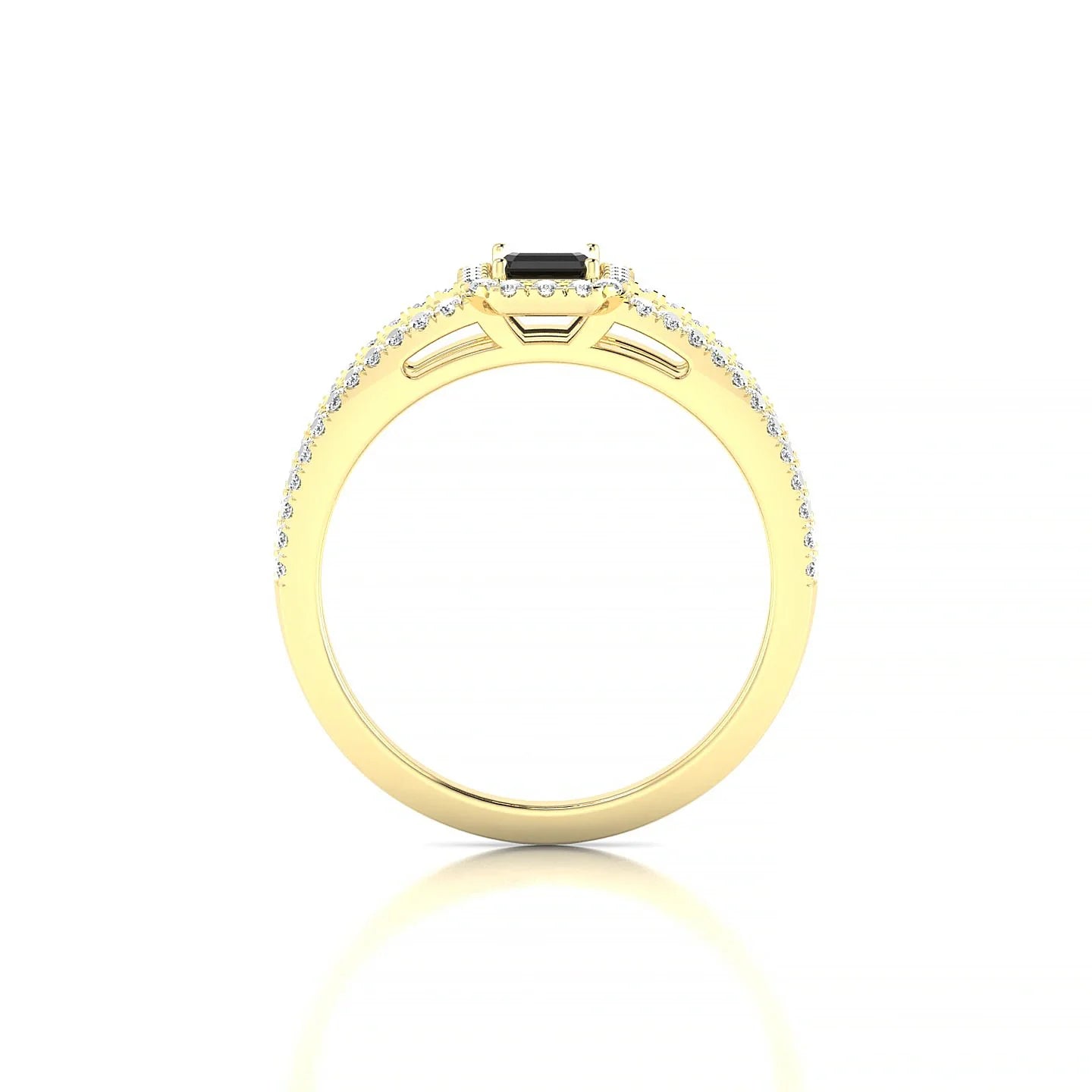Grace | 18k Yellow Gold 6 x 4 mm Emerald Black Diamond Ring