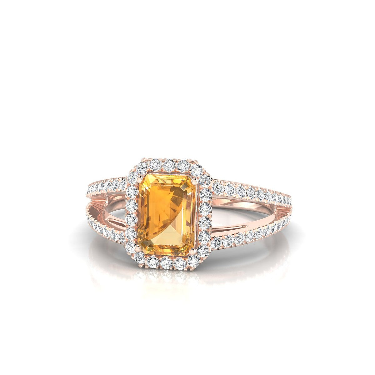 Grace | 18k Rose Gold 7 x 5 mm Emerald Citrine Ring