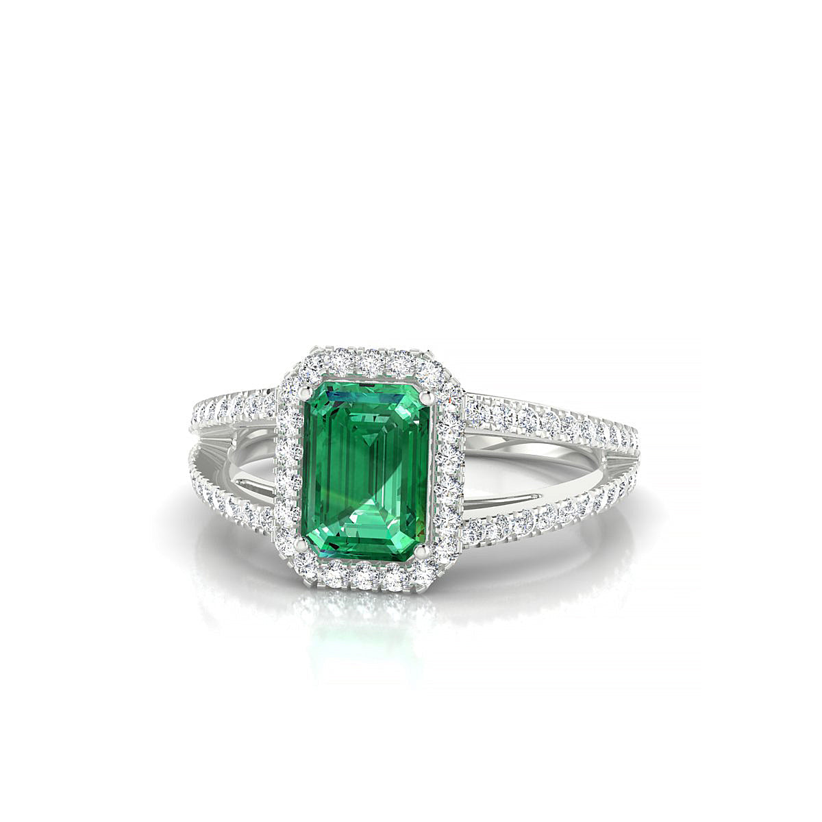 Grace | 18k White Gold 7 x 5 mm Emerald Emerald Ring