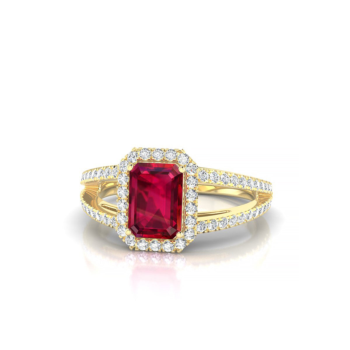 Grace | 18k Yellow Gold 7 x 5 mm Emerald Ruby Ring