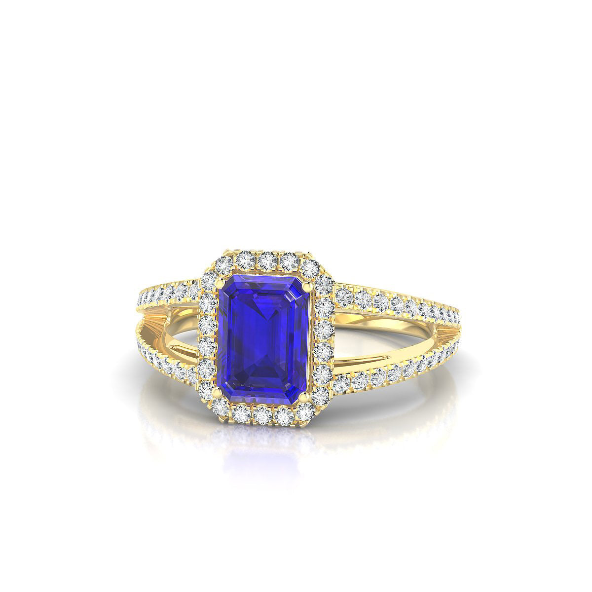 Grace | 18k Yellow Gold 7 x 5 mm Emerald Tanzanite Ring