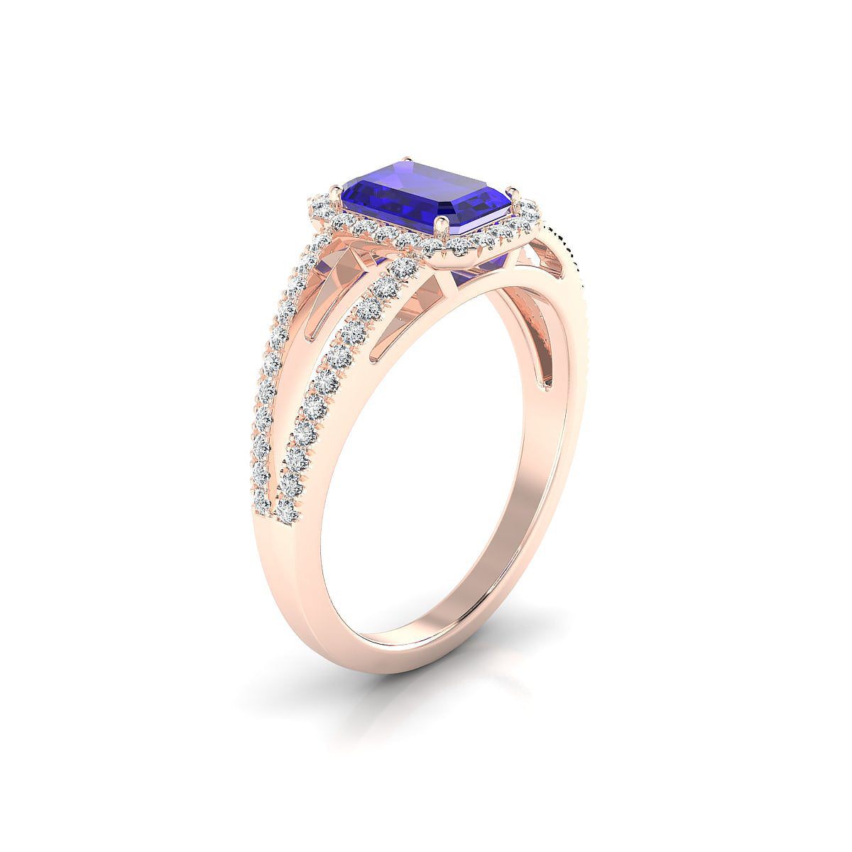 Grace | 18k Rose Gold 7 x 5 mm Emerald Tanzanite Ring