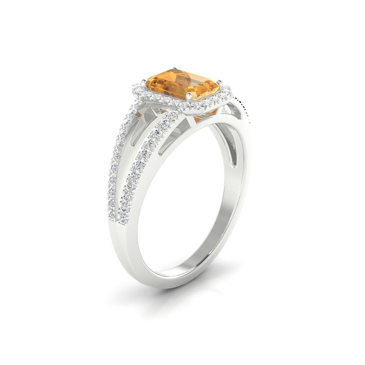Grace | 18k White Gold 7 x 5 mm Emerald Citrine Ring