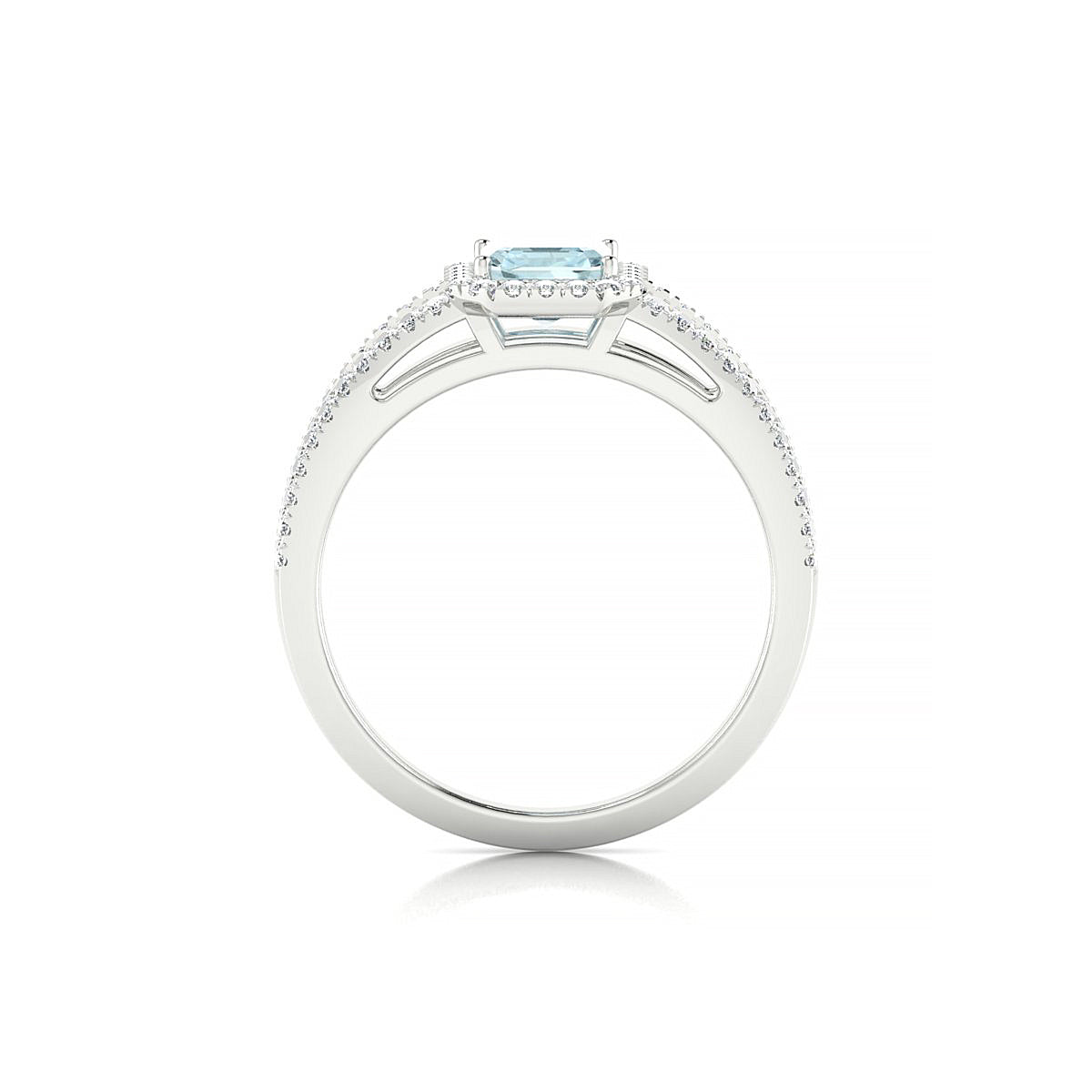 Grace | 18k White Gold 7 x 5 mm Emerald Aquamarine Ring