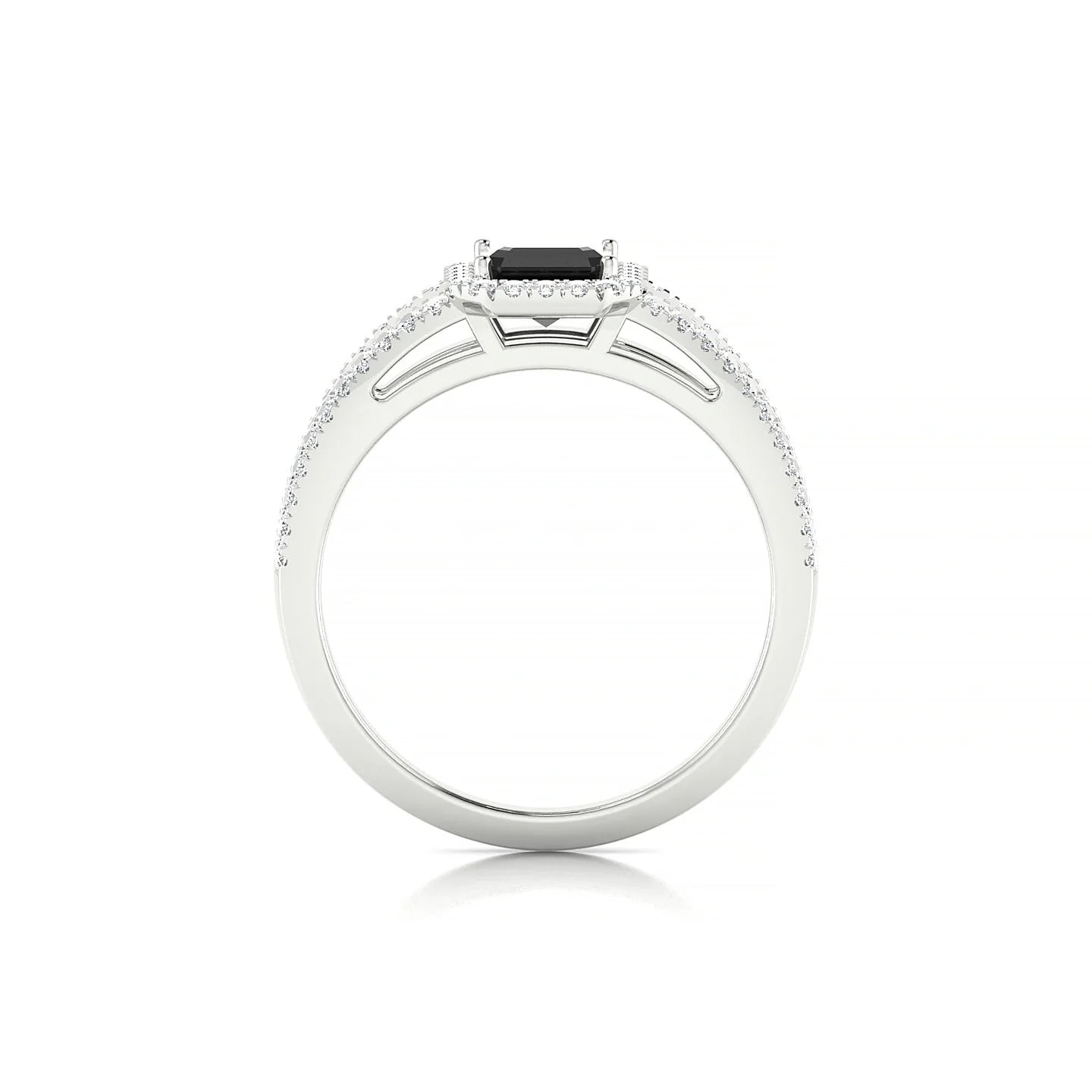 Grace | 18k White Gold 7 x 5 mm Emerald Black Diamond Ring
