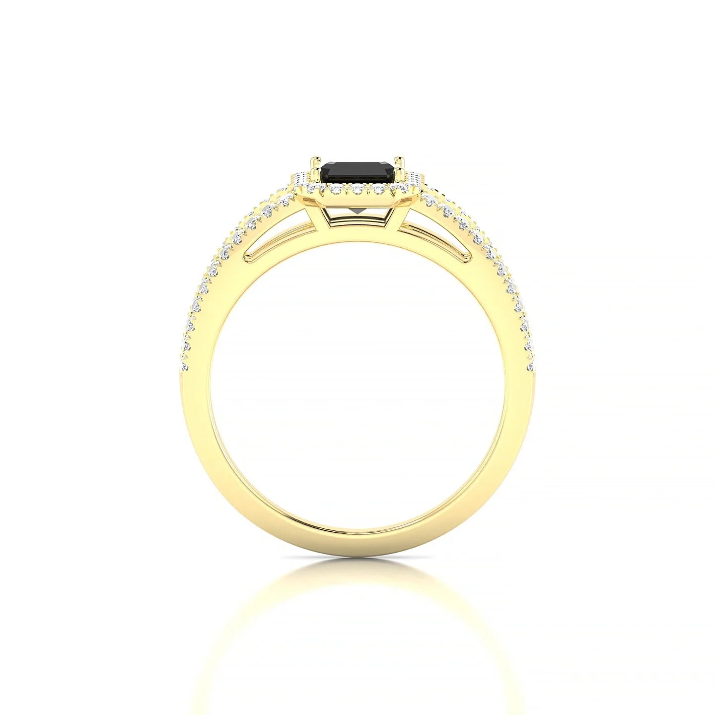 Grace | 18k Yellow Gold 7 x 5 mm Emerald Black Diamond Ring