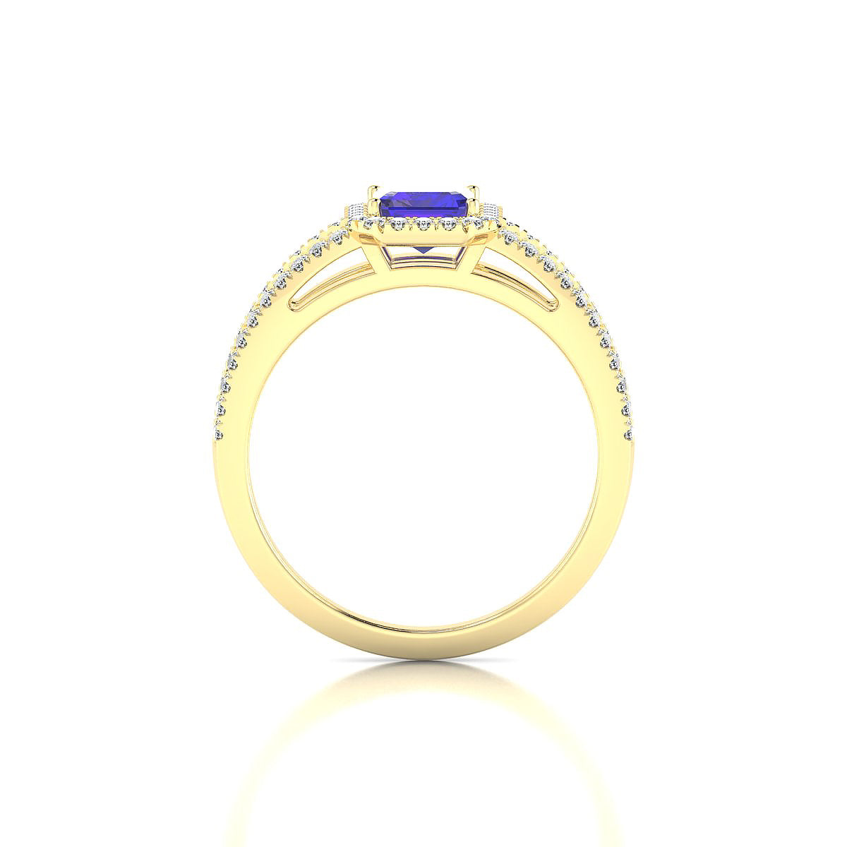 Grace | 18k Yellow Gold 7 x 5 mm Emerald Tanzanite Ring