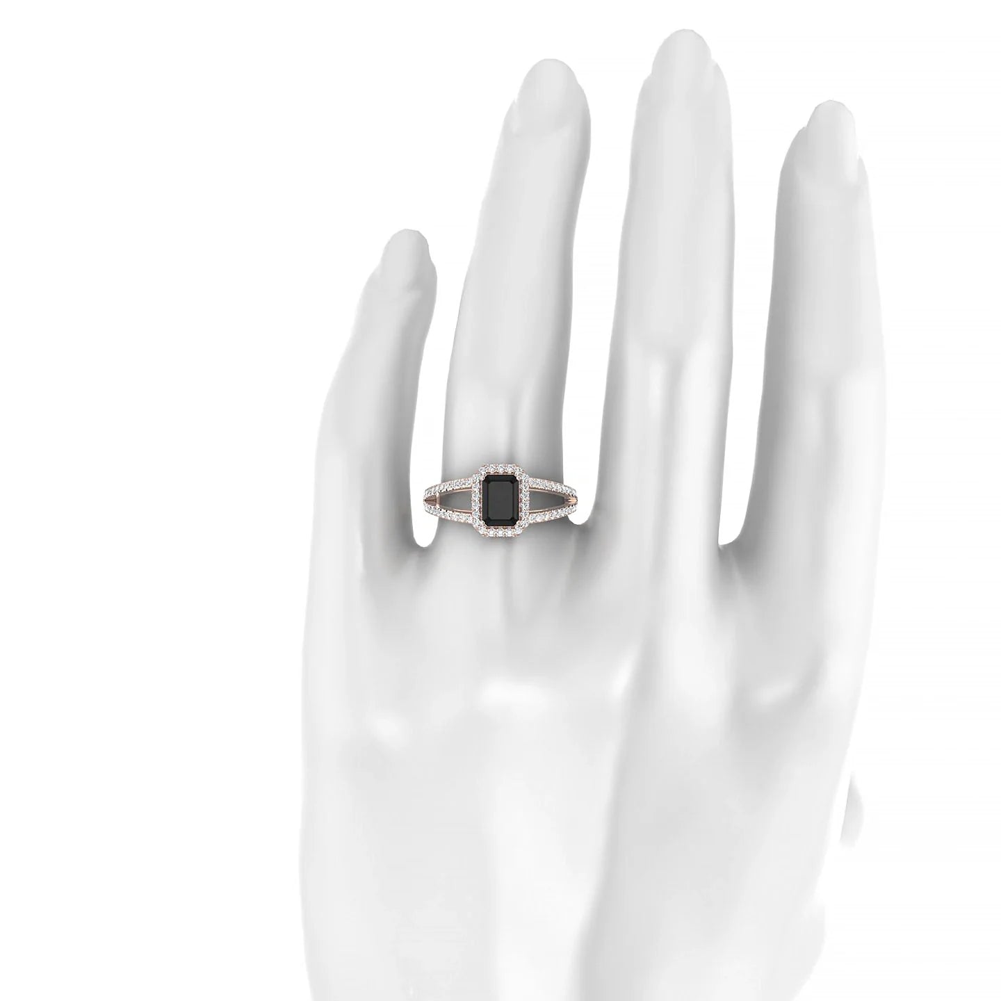Grace | 18k Rose Gold 7 x 5 mm Emerald Black Diamond Ring